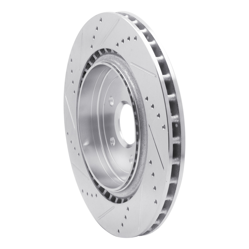 Cadillac CTS Brake Rotor (1) - Rear Right - R1 Concepts - Drilled & Slotted - Silver - `09-`24